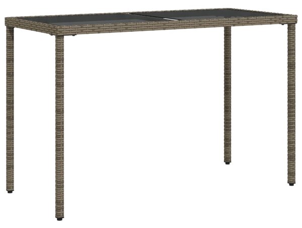 Szürke polyrattan üveglapos kerti asztal 115x54x74 cm