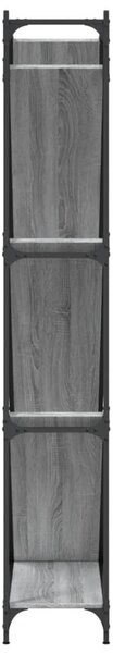 Szürke sonoma szerelt fa és fém könyvszekrény 79 x 30 x 180 cm