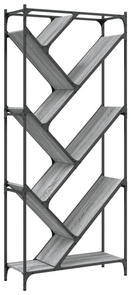 Szürke sonoma szerelt fa és fém könyvszekrény 79 x 30 x 180 cm