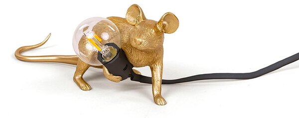 Seletti - Mouse Lamp Lop Lying Down Asztali Lámpa Gold - Lampemesteren