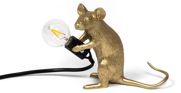 Seletti - Mouse Lamp Mac Sitting Asztali Lámpa Gold - Lampemesteren