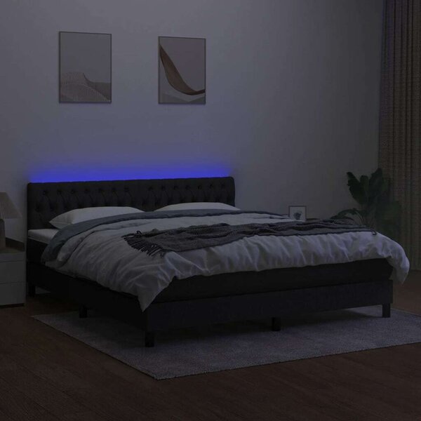 Modern Fekete Ágy - 160x200 cm - LED világítással