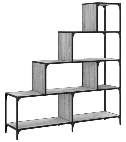 4 szintes szürke sonoma szerelt fa könyvespolc 139x33,5x149 cm