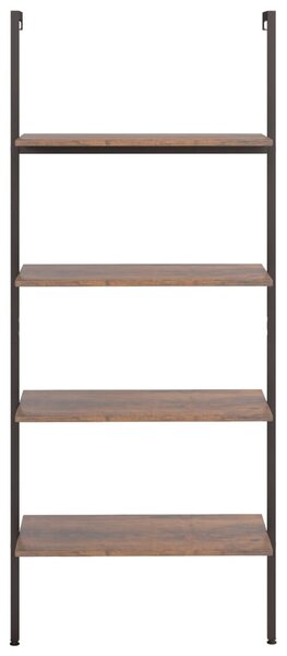 4 szintes sötétbarna és fekete létrapolc 64 x 35 x 152,5 cm