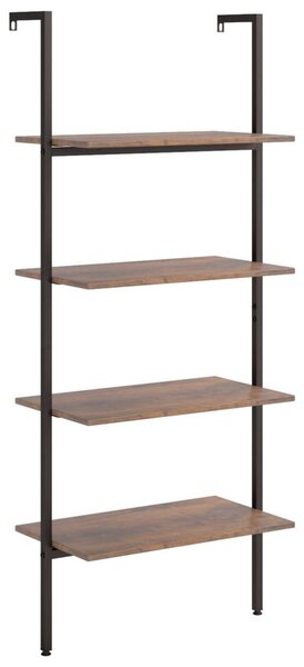 4 szintes sötétbarna és fekete létrapolc 64 x 35 x 152,5 cm