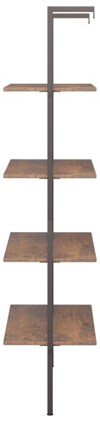 4 szintes sötétbarna és fekete létrapolc 64 x 35 x 152,5 cm