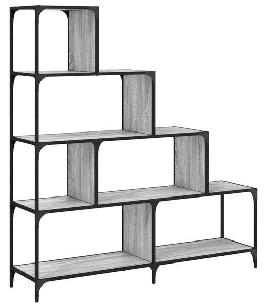 4 szintes szürke sonoma szerelt fa könyvespolc 139x33,5x149 cm