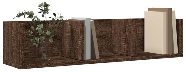 2 db barna tölgyszínű szerelt fa faliszekrény 75x18x16,5 cm