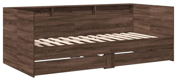 Barna tölgy kanapéágy fiókkal matrac nélkül 75x190 cm