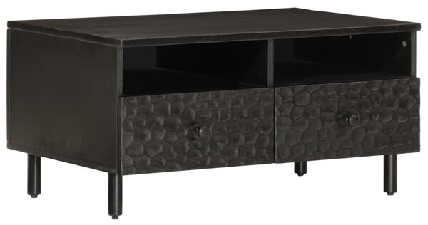 Fekete tömör mangófa dohányzóasztal 80 x 54 x 40 cm