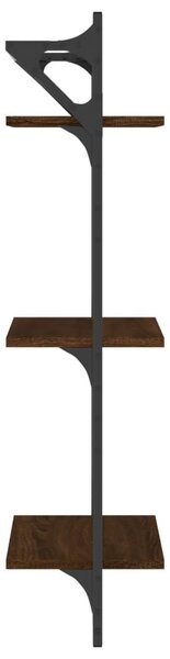 2 db 3 szintes barna tölgy színű fali polc rúddal 30x25x100 cm