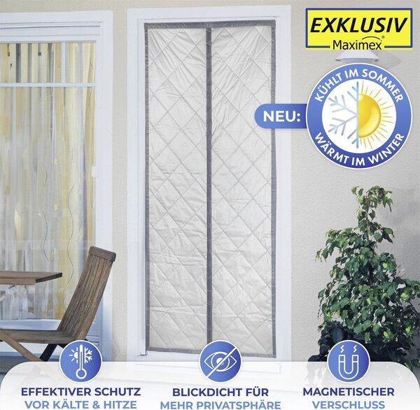Szürke-ezüstszínű termo függöny ajtóra 90x200 cm – Maximex