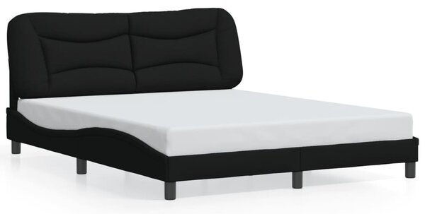 Fekete szövet ágykeret LED-es matrac nélkül 160 x 200 cm