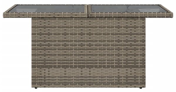 Szürke polyrattan üveglapos kerti asztal 100x55x73 cm
