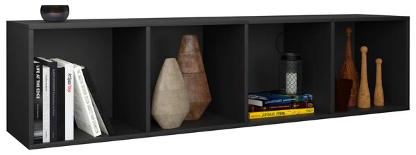 Fekete szerelt fa könyv-/TV-szekrény 36 x 30 x 143 cm