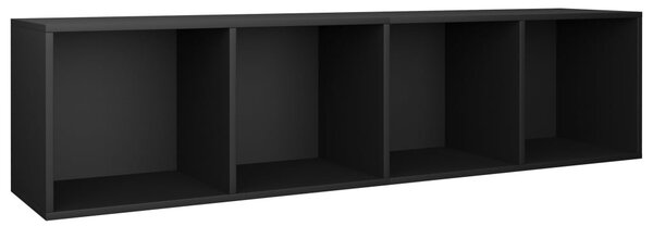 Fekete szerelt fa könyv-/TV-szekrény 36 x 30 x 143 cm
