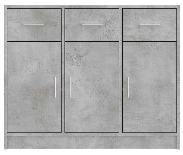 Modern Tálalószekrény - Beton Szürke - 91x28x75 cm