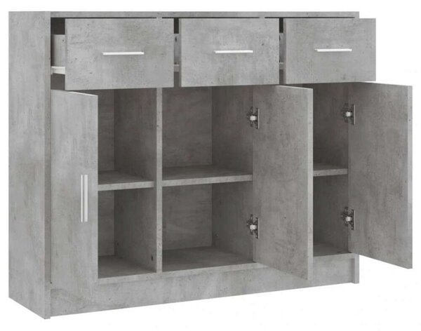 Modern Tálalószekrény - Beton Szürke - 91x28x75 cm