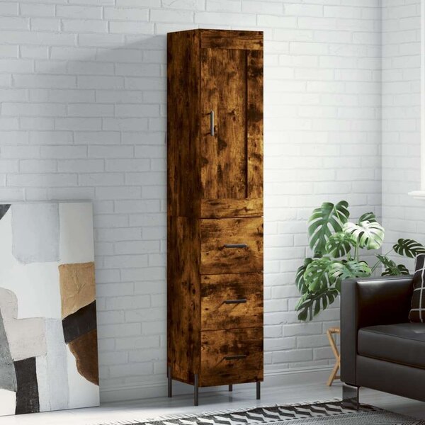 VIDAXL - Fa Magasszekrény - Füstös Tölgy - 34,5x34x180 cm