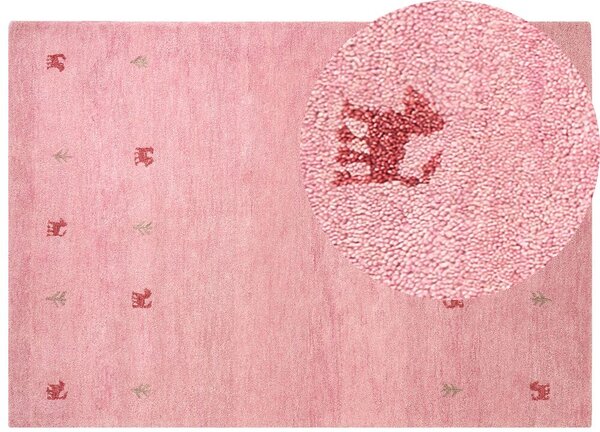 Rózsaszín gabbeh gyapjúszőnyeg 160 x 230 cm YULAFI