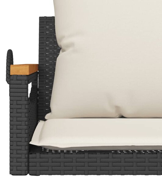 Fekete polyrattan hintapad párnákkal 63 x 62 x 40 cm