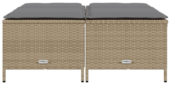 4 db bézs polyrattan kerti szék párnákkal