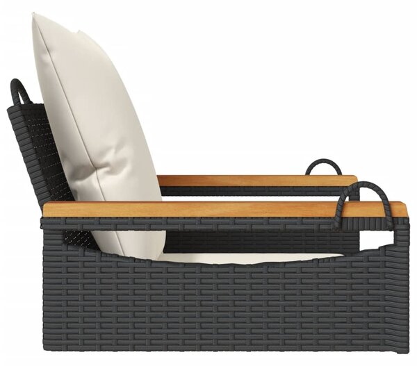Fekete polyrattan hintapad párnákkal 63 x 62 x 40 cm
