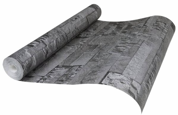 Fekete kőhatású nem szőtt 3D tapéta 10 x 0,53 m