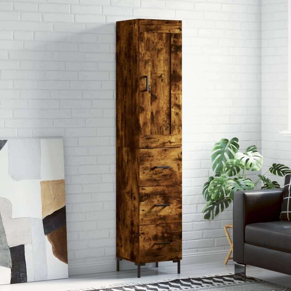 VIDAXL Füstös Tölgy Magasszekrény - 34,5x34x180 cm