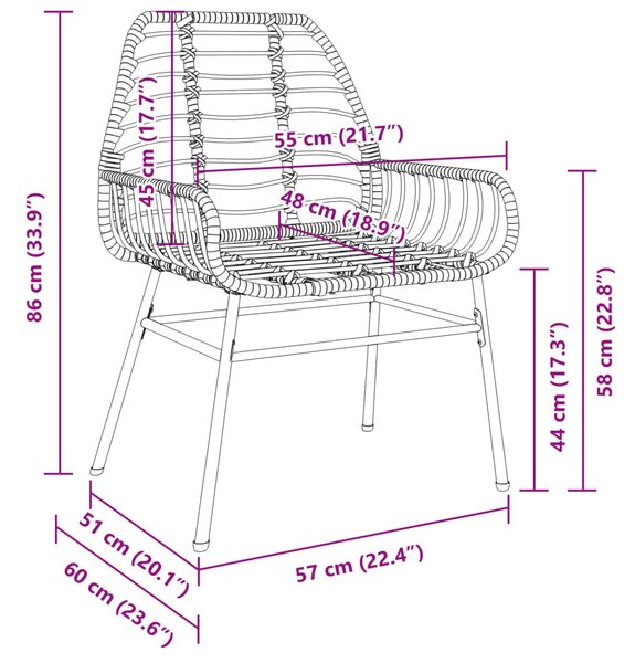2 db barna polyrattan kerti szék