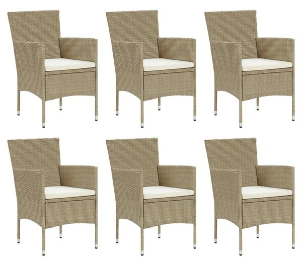 7 részes bézs polyrattan kerti étkezőgarnitúra párnákkal