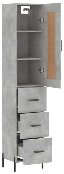 Magas Szekrény - Beton Szürke - 3 Fiók - 180 cm