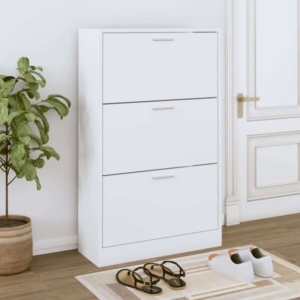 Fehér Cipősszekrény - 3 Fiók - 63x24x103 cm