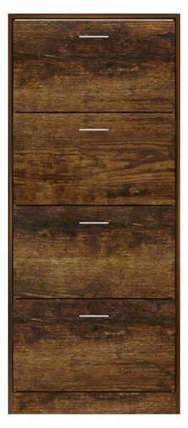 Füstös tölgy színű szerelt fa cipősszekrény 63x24x147 cm