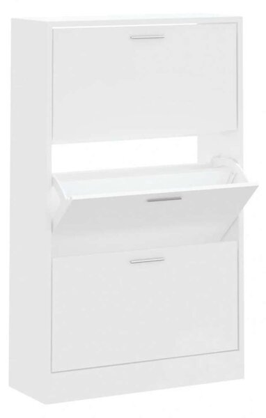 Fehér Cipősszekrény - 3 Fiók - 63x24x103 cm