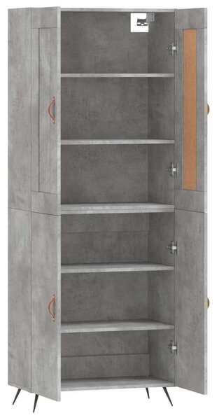 Betonszürke szerelt fa magasszekrény 69,5 x 34 x 180 cm
