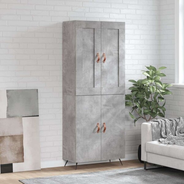 Betonszürke szerelt fa magasszekrény 69,5 x 34 x 180 cm