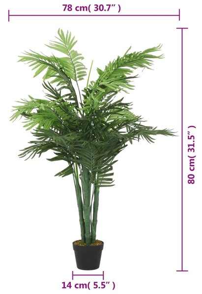 Zöld mű pálmafa 18 levéllel 80 cm