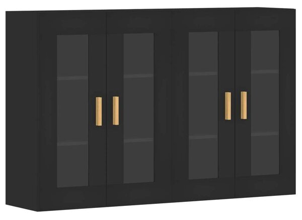 2 db fekete szerelt fa falra szerelhető szekrény