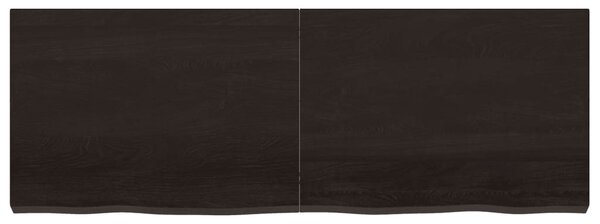 Sötétbarna kezelt tömör tölgyfa fali polc 140 x 50 x (2-6) cm