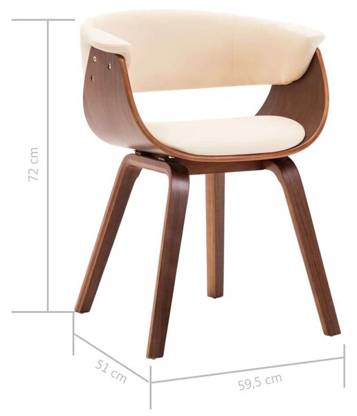 Modern Fa Étkezőszék - Krémszínű Műbőr - 72cm