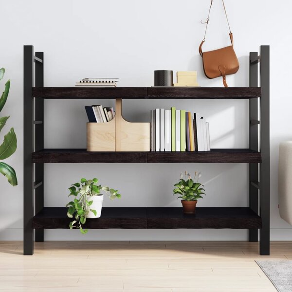 Sötétbarna kezelt tömör tölgyfa fali polc 140 x 50 x (2-6) cm