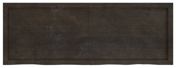 Sötétbarna kezelt tömör tölgyfa fali polc 140 x 50 x (2-6) cm