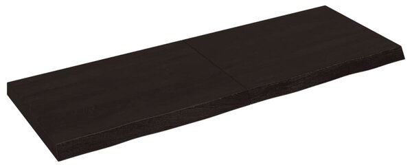 Sötétbarna kezelt tömör tölgyfa fali polc 140 x 50 x (2-6) cm