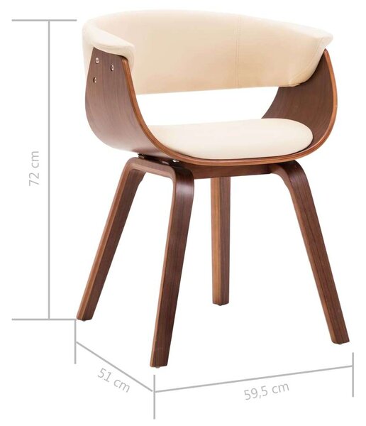 Modern Fa Étkezőszék - Krémszínű Műbőr - 72cm