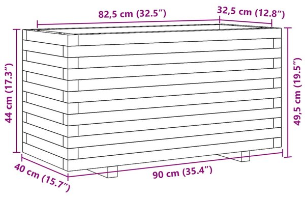 VidaXL fehér tömör fenyő virágtartó 90 x 40 x 49,5 cm