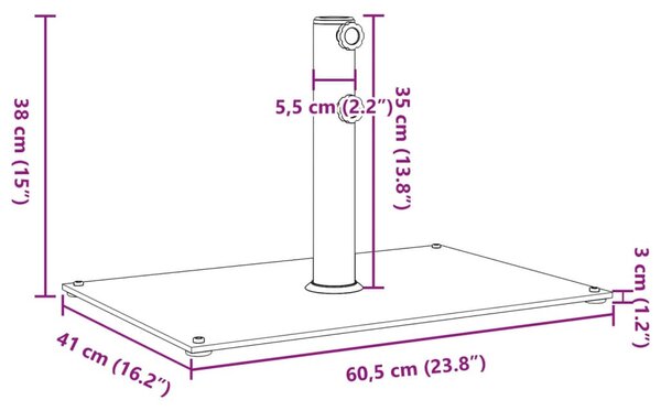 Téglalap alakú napernyőtalp Ø32/38/48 mm-es rúdhoz 15 kg
