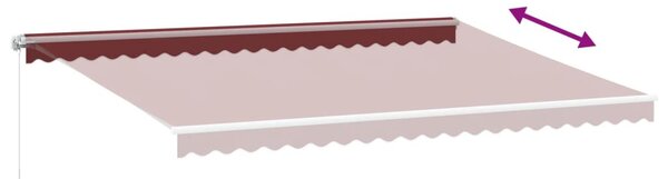 VidaXL burgundi vörös kézzel kihúzható napellenző 500 x 300 cm
