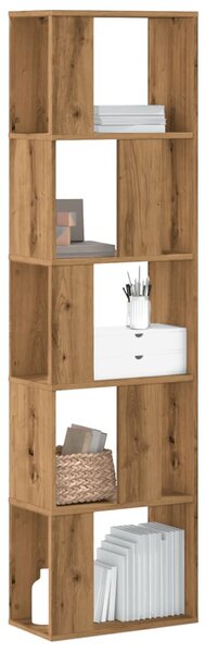 5 szintes kézműves tölgy színű fa könyvespolc 45x23,5x162,5 cm