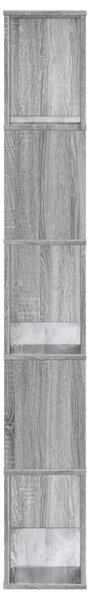 5 szintes szürke sonoma színű fa könyvespolc 80,5x23,5x162,5 cm